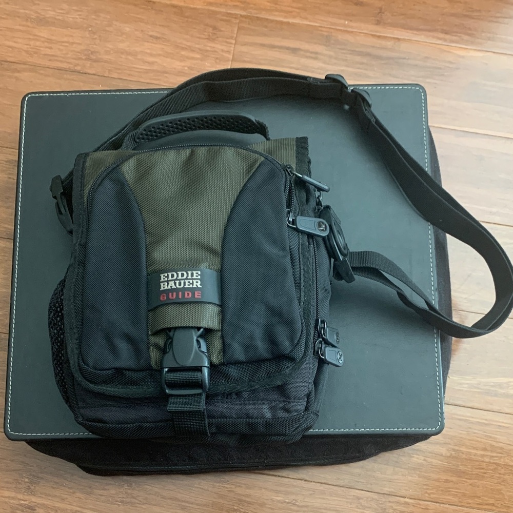 Eddie Bauer Guide Men’s or Women’s Messenger Bag in Black and Olive